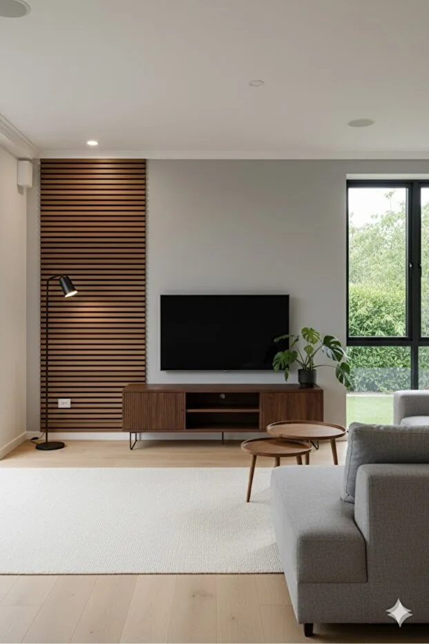 Ceviz Renk MDF Duvar Paneli 100×280 cm | Akustik Keçeli Dekoratif Çıta Paneli 6 mm